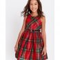 Big Girls Taffeta Plaid Dress with Separate Belt Kids Girls Sz 16 Red Holiday