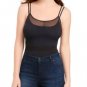 $54 Vince Camuto Women's Shelby Mesh Trim Bodysuit, black Small