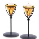 Amber Stem Candleholders