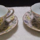 Diamond Occupied Japan Floral Teacups and Saucers (Pastel Pink)