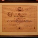 1939 Telephone Pioneers Of America Certificate