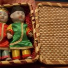 Set of Vintage Japanese Bisque Mini Dolls with Case