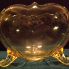 Cupped 3 Footed Depression Glass Bowl, Topaz Yellow