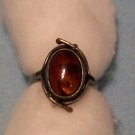 Vintage 925 Silver Ring, Amber Gemstone with Hallmarks (size 7)