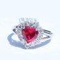 Red CZ Heart Shape Ring 925 STERLING SILVER Sz 9