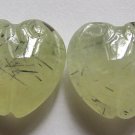 2 Prehnite 19x20 Carved Heart Beads