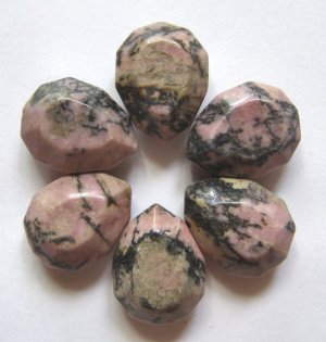 6 Rhodonite 20x15 Faceted Teardrop Beads