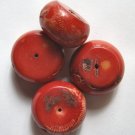 4 Red Coral 27x14-15 Rondelle Pendant Beads