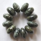 12 Green Zebra Jasper 11x6 Rondelle Beads