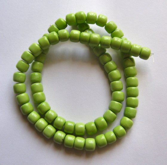 Gaspeite Green Magnesite 7x6 Drum Beads 16