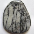 Black Stripe Picasso Jasper 44x37 Freeform Pendant Bead