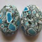 2 Mosaic Turquoise 25x18 Oval Beads