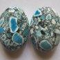 2 Mosaic Turquoise 25x18 Oval Beads