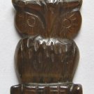 Tiger  Eye Carved Owl Pendant Bead