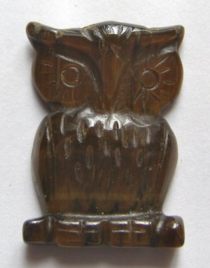 Tiger  Eye Carved Owl Pendant Bead