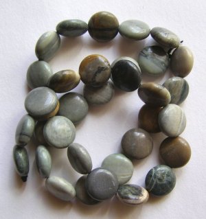 Oregon Jasper12x6 Coin Beads 16" strand