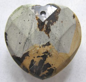 Nature's Paintbrush Jasper 33x33 Faceted Heart Pendant Bead