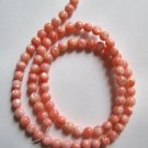 Salmon Pink Mother of Pearl 5mm Round Beads 16" Strand