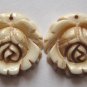 2 Carved Bone 20x20 Rose Beads
