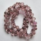 Light Amethyst Teardrop Glass Beads 12" Strand