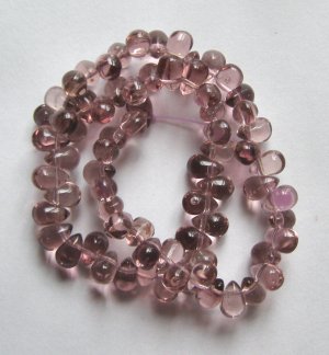 Light Amethyst Teardrop Glass Beads 12" Strand