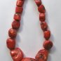 Red Coral 38x35-10x12 Graduated Nuggets Bead Strand 14"