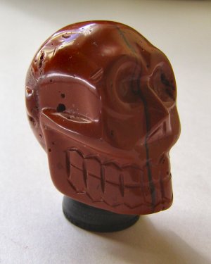Red Jasper 31x24 Carved Skull Pendant Bead