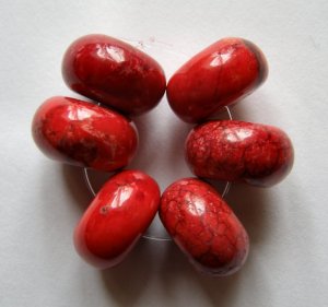 6 Really Red Magnesite 18x10 Rondelle Beads