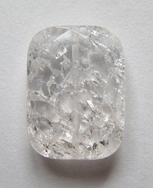 Whisper Pink Crackle Quartz 26x19 Rectangle Pendant Bead
