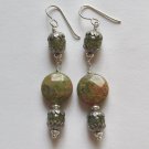 Unakite and Green Garnet Earrings