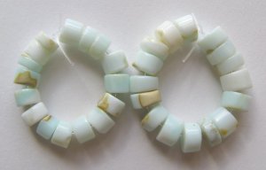 Blue Peruvian Opal  6x4 and 5x3 Wheel Beads