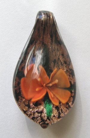 Murano Style Lampwork Glass 46x27 Pendant Bead