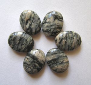 6 Zebra Jasper 20x15 Oval Beads