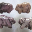 4 Purple Crazy Lace Agate 25x18 Carved Pig Pendant Beads