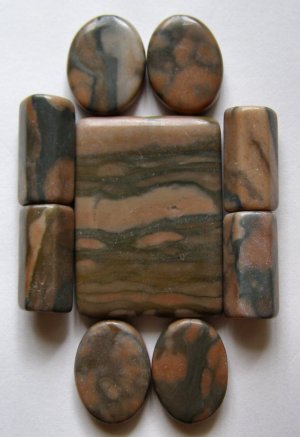 Desert Sunset Picture Jasper Pendant Bead Set