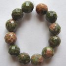 12 Unakite 8mm Faceted Round Beads