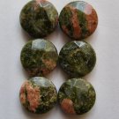 6 Unakite 15x6 Faceted Coin Beads