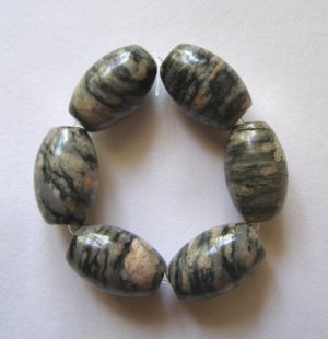 6 Zebra Jasper18x12 Barrel Beads