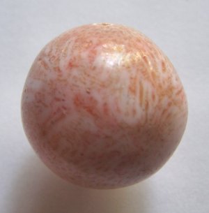 Salmon Blush Pink Flower Coral 25mm Round Pendant Bead