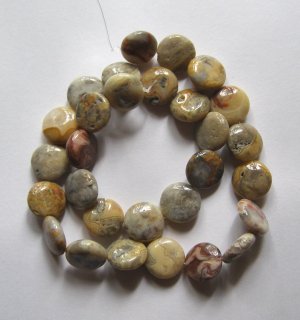Crazy Lace Agate 14x5 Coin Beads 15.5" strand