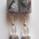 Charoite and Faceted Rose Quartz  Artisan Made Earrings