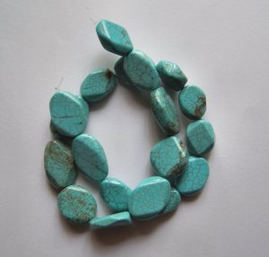 Blue Turquoise 21x16 Freeform Beads 16" Strand