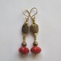Red Velvet Crystal and Brass Artisan Made Earrings