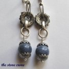 Blue Coral and Vintage Silver Artisan Made Earrings