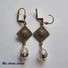 Amethyst  and Vintage Brass Artisan Made Earrings