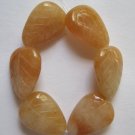 6 Peach Aventurine Stylized Leaf Beads