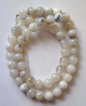 Soft Grey Agate 8mm Round Beads 16" strand