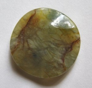 Fire Jade 30mm Wavy Disc Pendant Bead