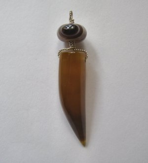 Yellow Agate Horn Amulet Pendant