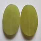 2 Olive Jade 35x20 Oval Pendant Beads